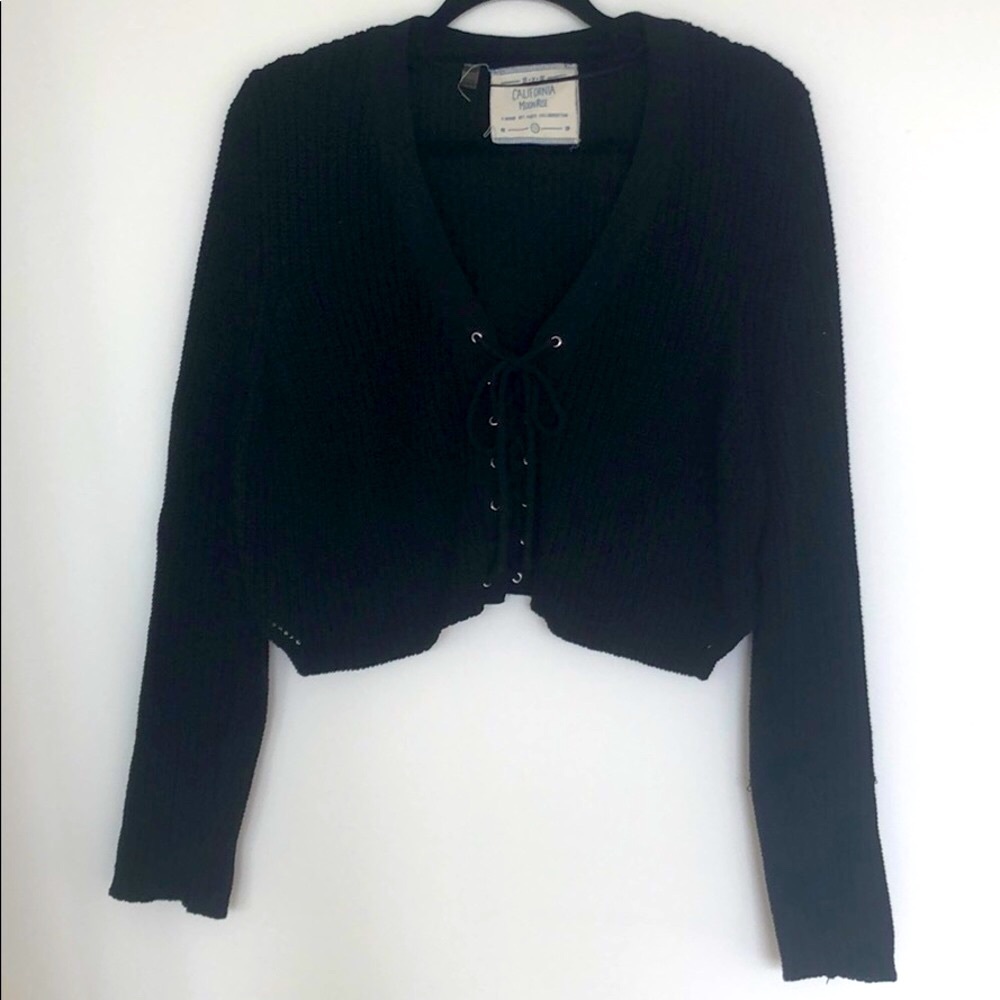 Cropped Tie Front Sweater